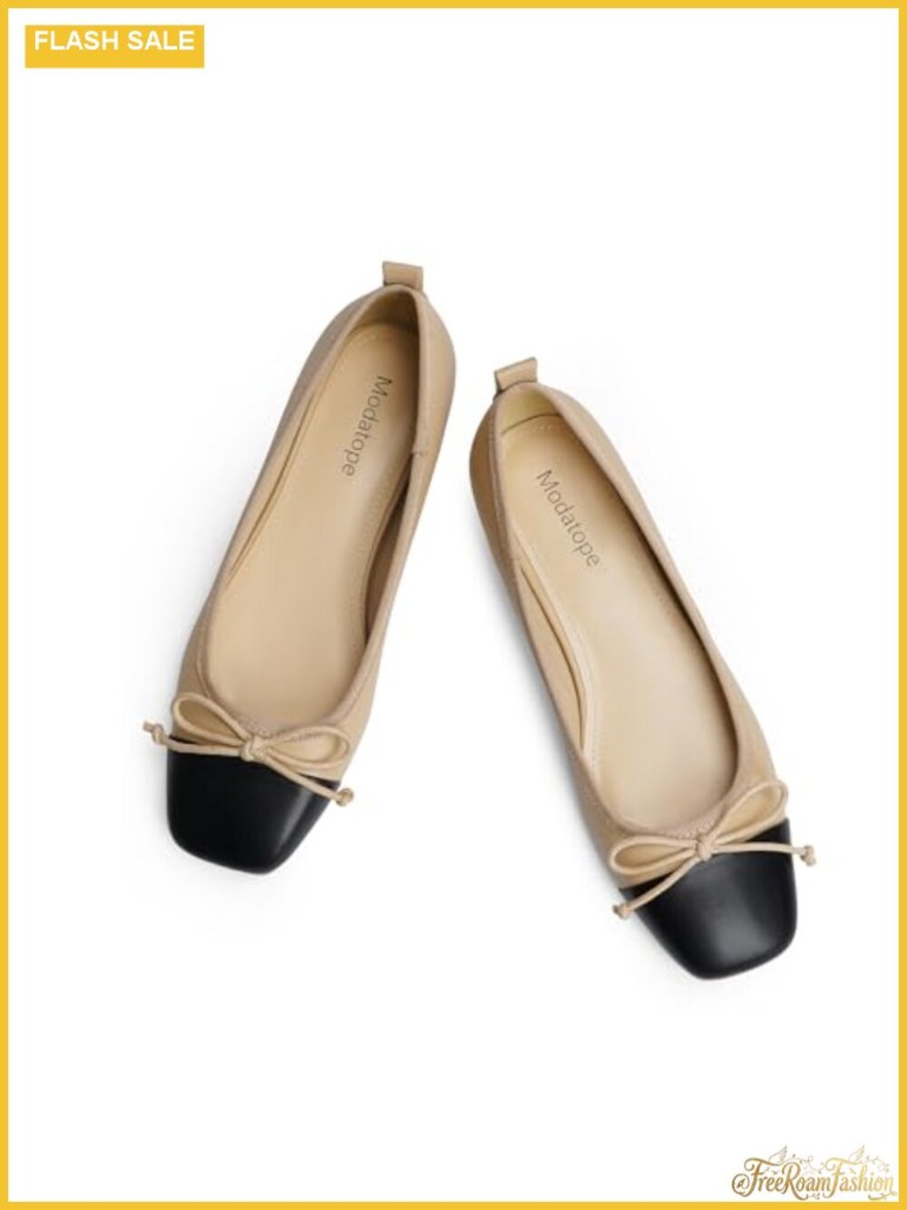 Women's Ballet Flats with Bowknot - Faux Leather Slip On Comfortable Dress Shoes